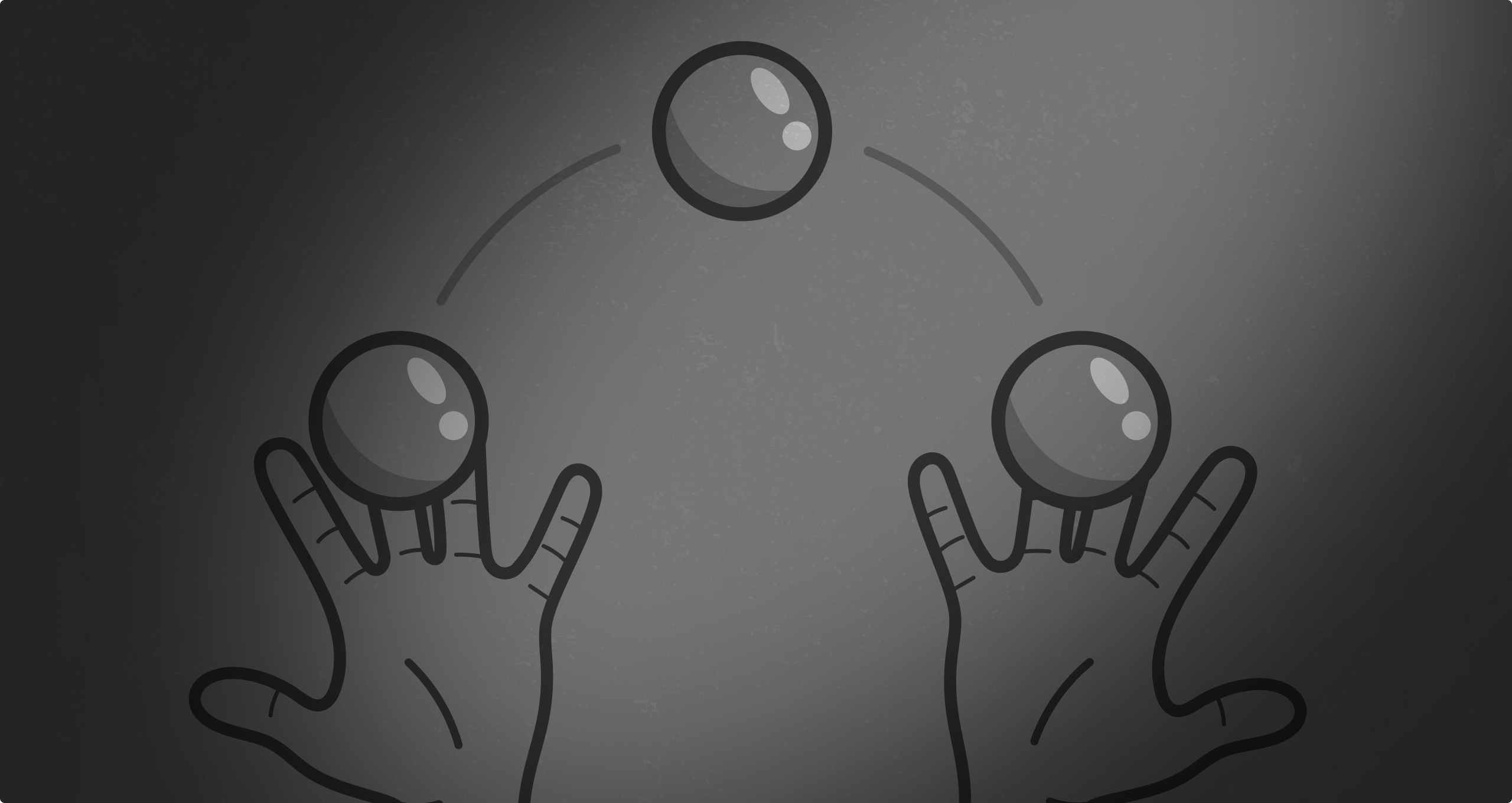 A graphic of hands juggling balls